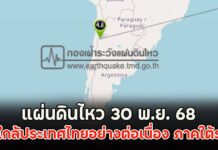 แผ่นดินไหว 30 พ.ย. 68 ไหวใกล้ประเทศไทยอย่างต่อเนื่อง ภาคใต้ระวัง | มุมข่าว